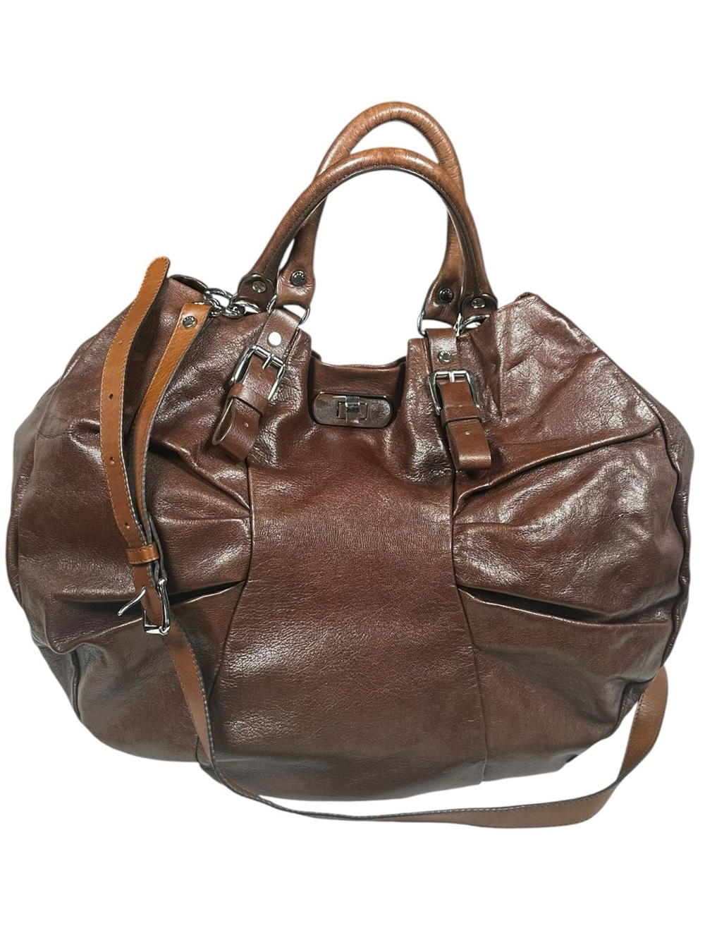 Marni FW09 Oversized Brown Leather Slouch Hobo Tote Bag Crossbody Purse Italy - Picture 15 of 15
